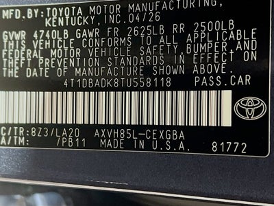 2026 Toyota Camry XLE S