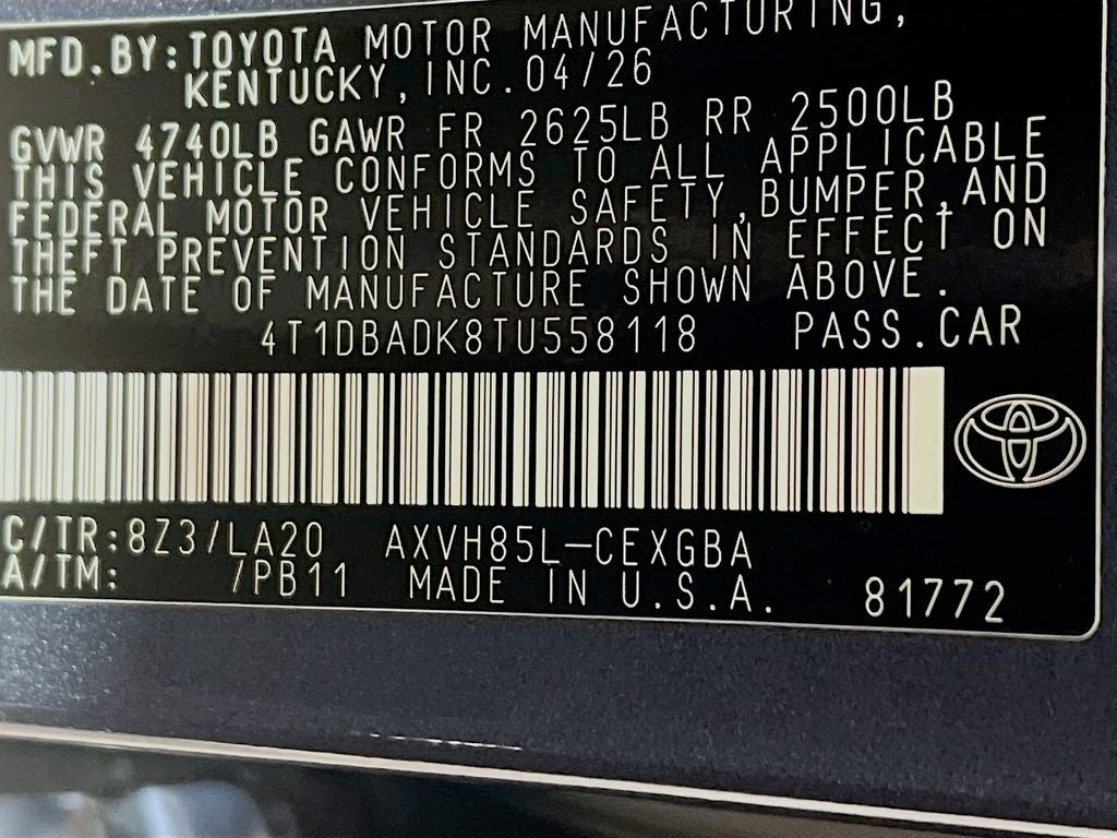 2026 Toyota Camry XLE S