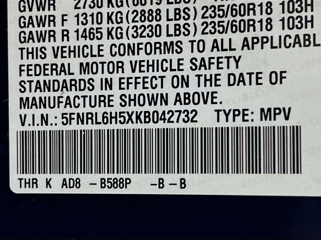 2019 Honda Odyssey EX
