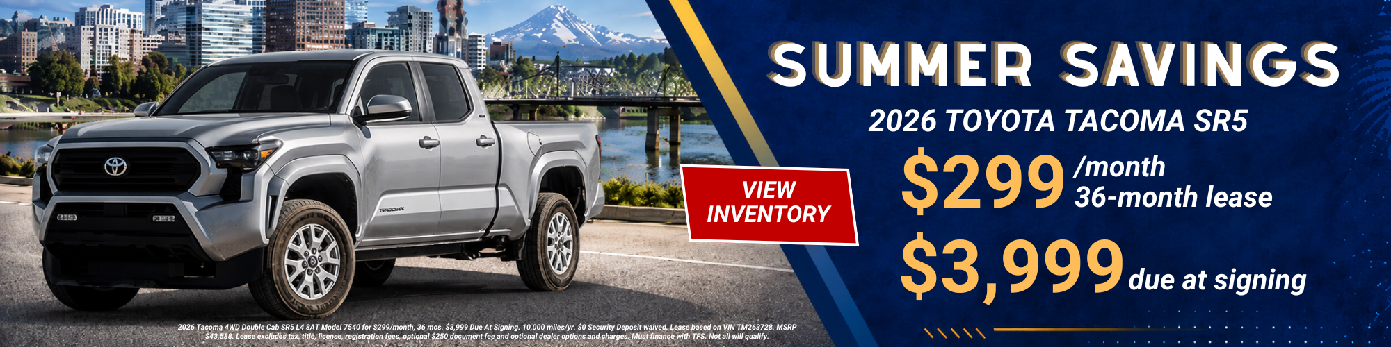 New 2026 Toyota Tacoma SR5 Lease at Royal Moore Toyota