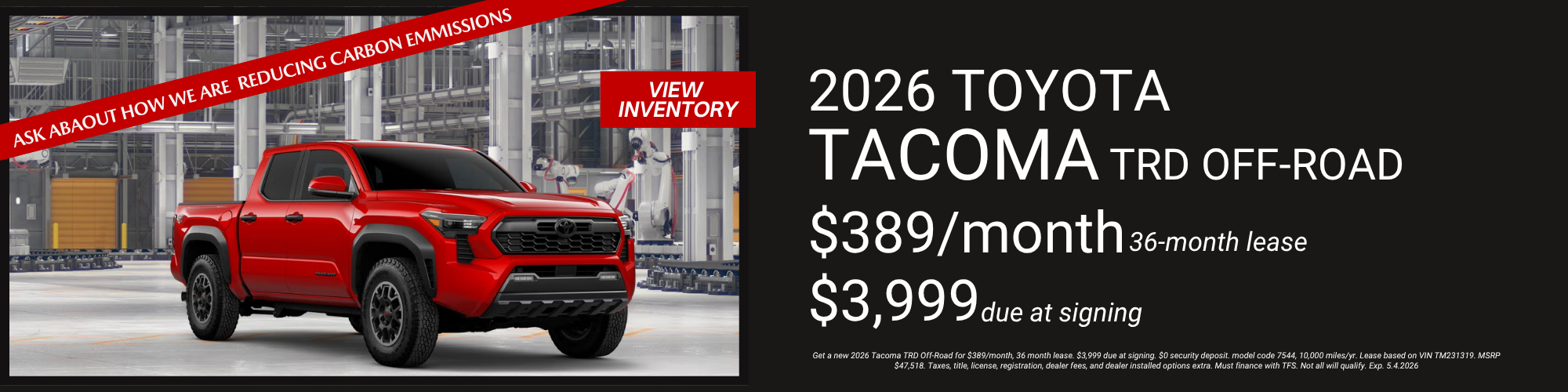 TOYOTA TACOMA TRD OFF ROAD LEASE SPECIAL